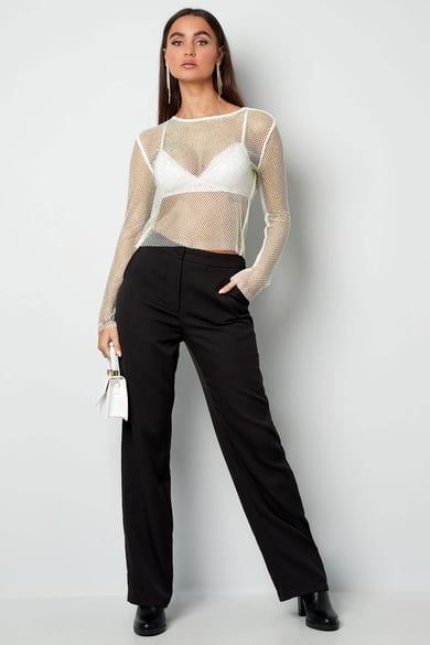 Glitzerndes Langarmshirt – Weiß – S h5 Bild9